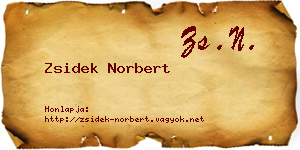 Zsidek Norbert névjegykártya